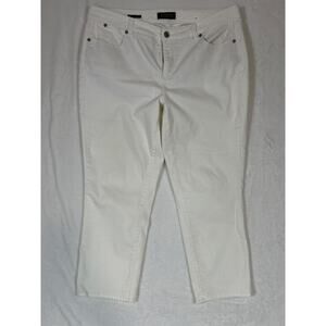 Talbots Solid White Denim Fawless Five Pocket Cropped Pant Women's Size 14W